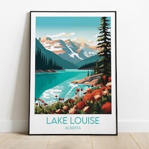 Impression de voyage Lake Louise - Poster Alberta Canada - Cadeau d'anniversaire de mariage personnalisé