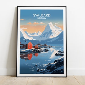Svalbard Travel Print - Norway Poster - Custom Personalised Wedding Birthday Gift