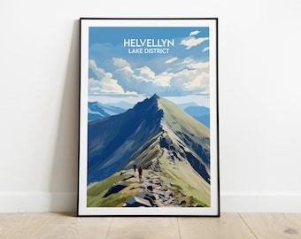 Helvellyn Travel Print - Lake District Poster - Custom Personalised Wedding Birthday Gift