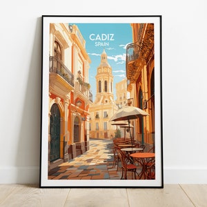 Impression de voyage Cadix - Poster Espagne - Cadeau d'anniversaire de mariage personnalisé