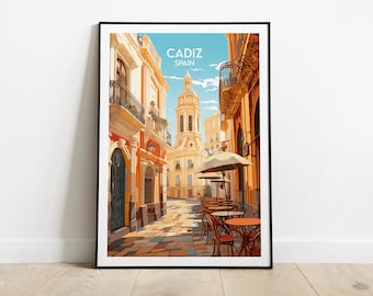 Impresión de viaje a Cádiz - Póster de España - Regalo personalizado de boda o cumpleaños