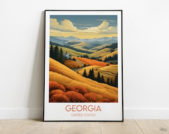 Georgia Travel Print - United States Poster - Custom Personalised Wedding Birthday Gift