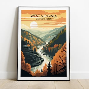 West Virginia Reisedruck - USA Poster - Individuell personalisiertes Hochzeit Geburtstagsgeschenk