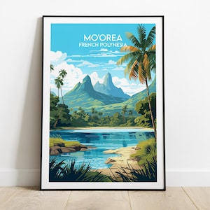 Impression de voyage Moorea - Poster Polynésie française - Cadeau d&#39;anniversaire de mariage personnalisé