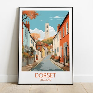 Impression de voyage dans le Dorset - Poster Angleterre Royaume-Uni - Cadeau d'anniversaire de mariage personnalisé