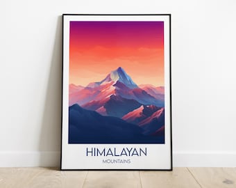 Himalayan Mountains Travel Print - Nepal Poster - Custom Personalised Wedding Birthday Gift