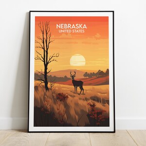 Nebraska Travel Print - United States Poster - Custom Personalised Wedding Birthday Gift