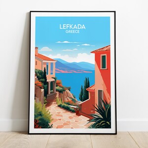 Lefkada Travel Print - Greece Poster - Custom Personalised Wedding Birthday Gift
