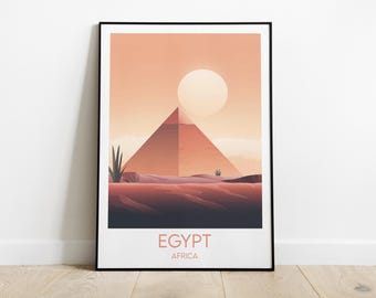 Egypt Travel Print - Pyramids Poster - Custom Personalised Wedding Birthday Gift
