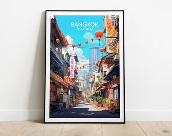 Bangkok Travel Print - Thailand Poster - Custom Personalised Wedding Birthday Gift
