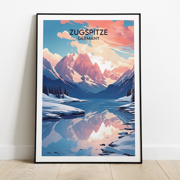 Zugspitze Travel Print - Germany Poster - Custom Personalised Wedding Birthday Gift