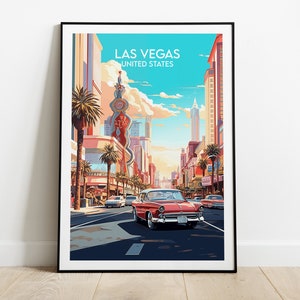 Las Vegas Travel Print - United States Poster - Custom Personalised Wedding Birthday Gift