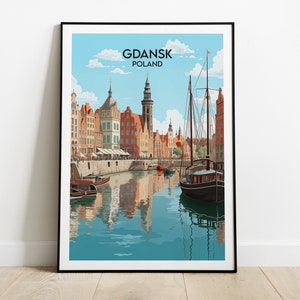 Danzig Reise Print - Polen Poster - Individuell personalisiertes Hochzeit Geburtstagsgeschenk