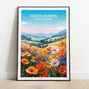 South Downs National Park Travel Print - England UK Poster - Custom Personalised Wedding Birthday Gift