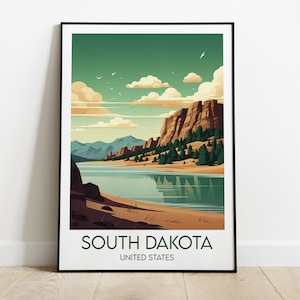 Impresión de viaje de Dakota del Sur - Póster de Estados Unidos - Regalo personalizado de boda o cumpleaños