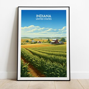 Indiana Travel Print - United States Poster - Custom Personalised Wedding Birthday Gift