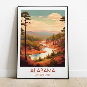 Alabama Travel Print - United States Poster - Custom Personalised Wedding Birthday Gift