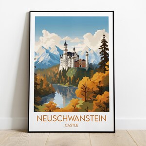 Neuschwanstein Castle Travel Print - Germany Poster - Custom Personalised Wedding Birthday Gift