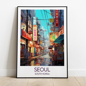 Seoul Travel Print - South Korea Poster - Custom Personalised Wedding Birthday Gift