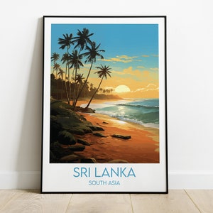 Impresión de viaje de Sri Lanka - Póster del Océano Índico - Regalo personalizado de boda o cumpleaños