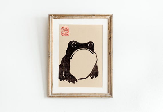 Japanese Frog Wabi Sabi Print | A3 A4 A5 | Japanese Vintage