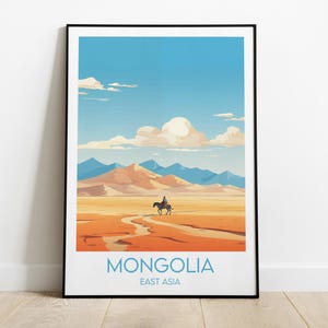 Mongolia Travel Print - East Asia Poster - Custom Personalised Wedding Birthday Gift