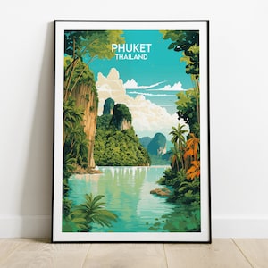 Phuket Travel Print - Thailand Poster - Custom Personalised Wedding Birthday Gift