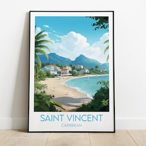 Saint Vincent Travel Print - Caribbean Poster - Custom Personalised Wedding Birthday Gift