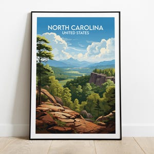 North Carolina Travel Print - United States Poster - Custom Personalised Wedding Birthday Gift