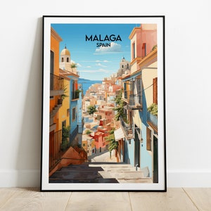 Impression de voyage Malaga - Poster Espagne - Cadeau d'anniversaire de mariage personnalisé