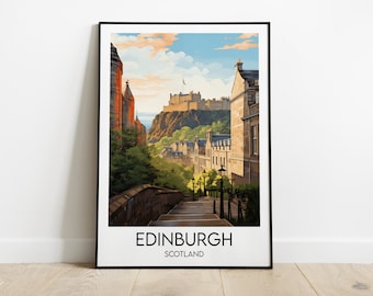 Impresión de viaje del Castillo de Edimburgo - Póster de Escocia, Reino Unido - Regalo personalizado de boda o cumpleaños