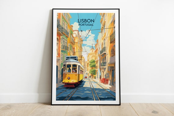 Lisbon Print - Portugal Poster - Custom Personalised Wedding Birthday Gift