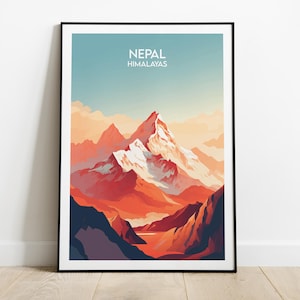 Nepal Travel Print - South Asia Poster - Custom Personalised Wedding Birthday Gift