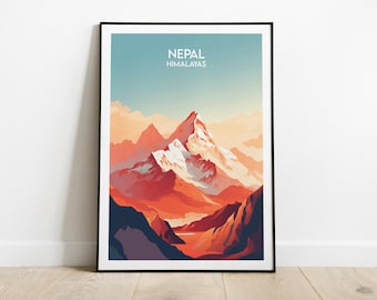 Nepal Travel Print - South Asia Poster - Custom Personalised Wedding Birthday Gift