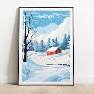 Sweden Travel Print - Scandanavia Poster - Custom Personalised Wedding Birthday Gift