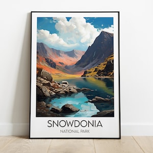 Snowdonia National Park Travel Print - Wales Poster - Custom Personalised Wedding Birthday Gift