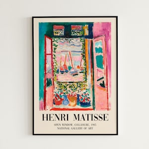 Matisse Open Window Collioure Wystawa Plakat Wydruk | A3 A4 A5 | Ultra Wysoka Jakość Klasyczne Kwiaty Vintage Dekoracja Domu Wall Art Deco