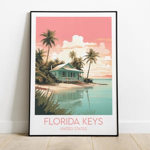 Florida Keys Travel Print - United States Poster - Custom Personalised Wedding Birthday Gift