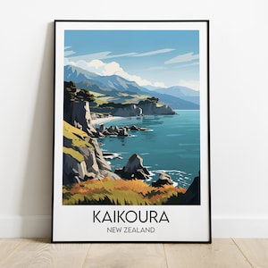 Kaikoura Travel Print - New Zealand Poster - Custom Personalised Wedding Birthday Gift