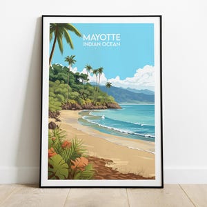 Impresión de viaje de Mayotte - Póster del Océano Índico - Regalo personalizado de boda o cumpleaños
