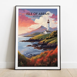 Isle Of Arran Travel Print - Scotland Poster - Custom Personalised Wedding Birthday Gift