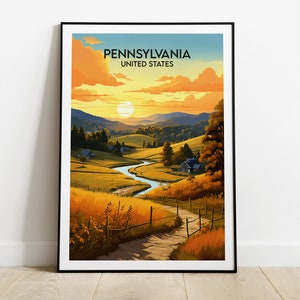 Impression voyage Pennsylvanie - Poster États-Unis - Cadeau d'anniversaire de mariage personnalisé