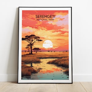 Serengeti National Park Travel Print - Tanzania Poster - Custom Personalised Wedding Birthday Gift
