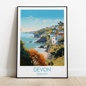 Devon Travel Print - England UK Poster - Custom Personalised Wedding Birthday Gift