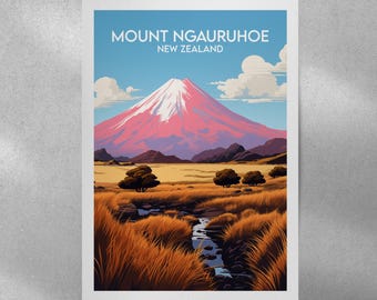 マウント・ナウルホエの旅行プリント - ニュージーランドのポスター