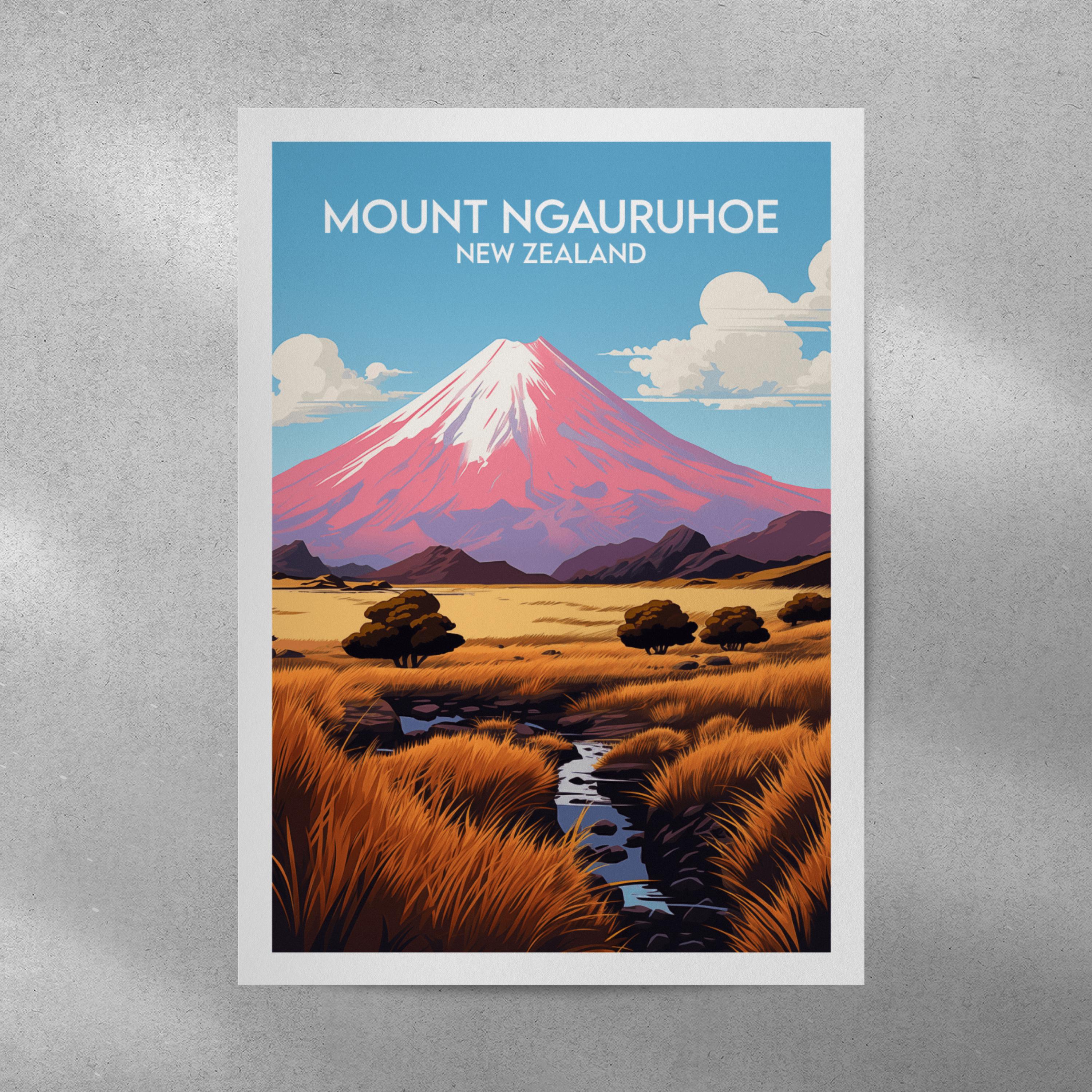 マウント・ナウルホエの旅行プリント - ニュージーランドのポスター