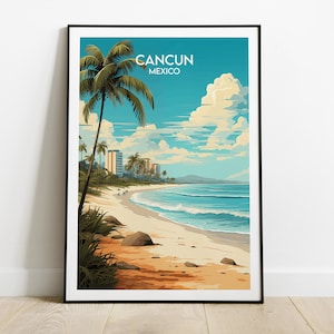 Cancun Travel Print - Mexiko Poster - Individuell personalisiertes Hochzeit Geburtstagsgeschenk