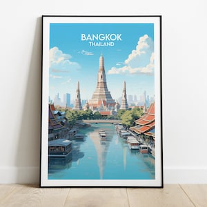 Bangkok Travel Print - Thailand Poster - Custom Personalised Wedding Birthday Gift