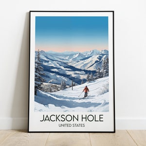Jackson Hole Reise-Druck - Wyoming Ski Poster - Individuell personalisiertes Hochzeit Geburtstagsgeschenk
