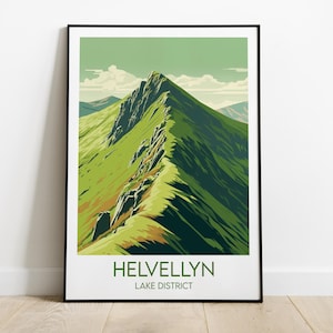 Helvellyn Travel Print - Lake District Poster - Custom Personalised Wedding Birthday Gift